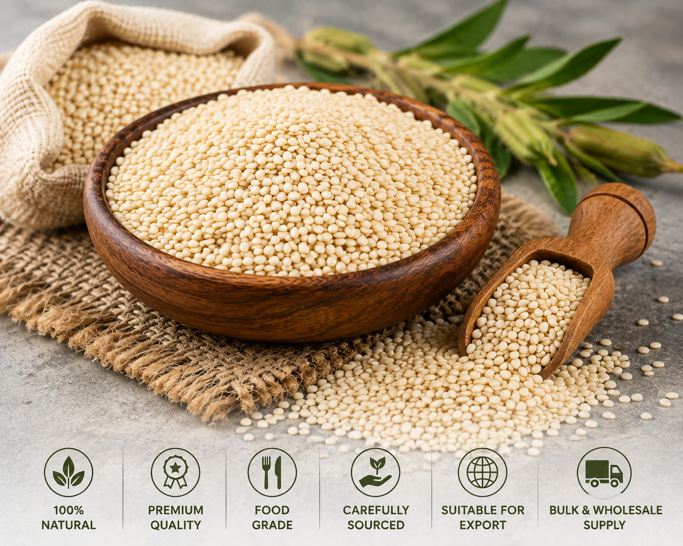 Natural Hulled Sesame Seeds – Premium Quality Agricultural Sesame Seed for Wholesale Export